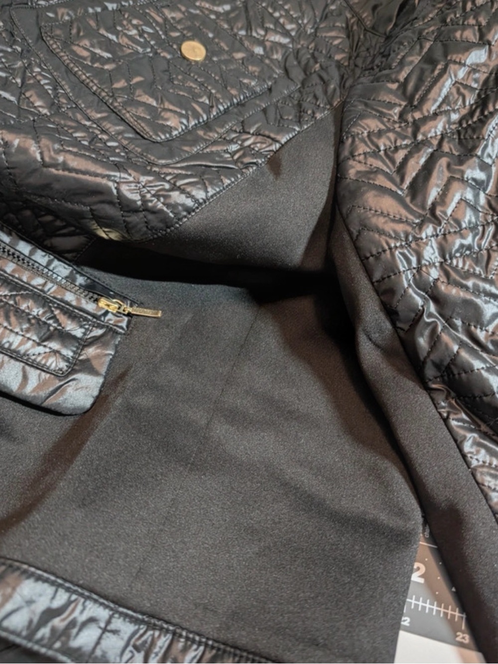 Chico's Black Quilted Jacket with Gold Buttons - Picture 8 of 9